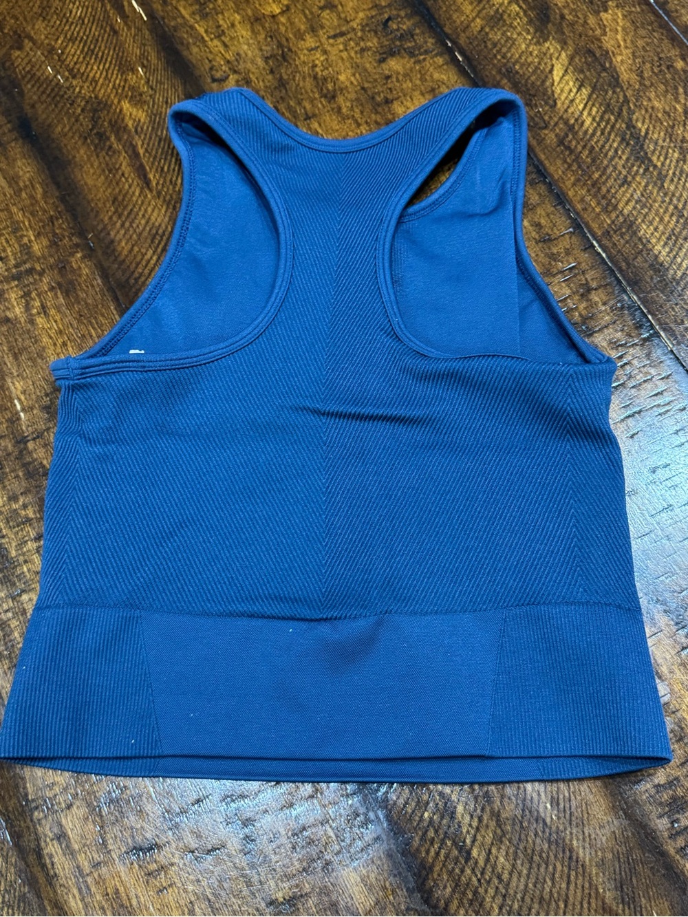 Blue Ribbed Cropped Tank Top - Picture 3 of 4